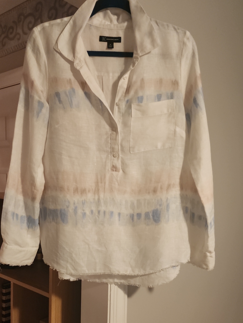 INC International Concepts Linen Popover Shirt Medium